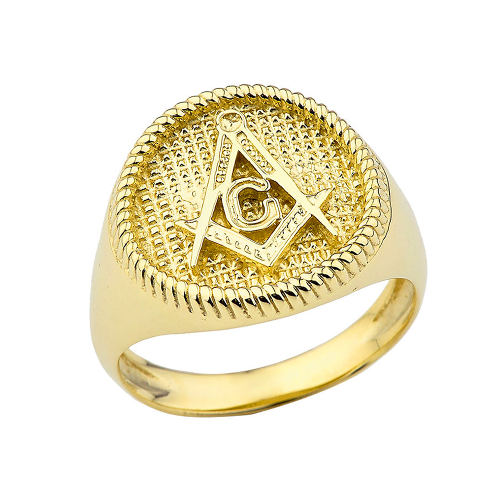 Vintage Masonic 14K Yellow Gold Ring - Ruby Lane