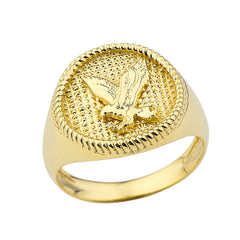 Milgrain Golden American Eagle Ring in Solid Gold