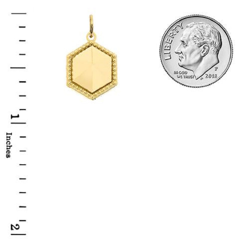 Honeycomb Shaped Pendant Solid Gold
