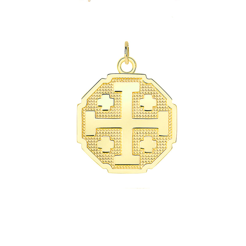 Jerusalem Cross Pendant Necklace In Solid Gold