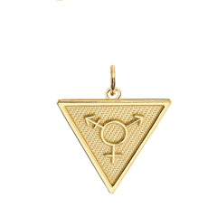 Transgender Symbol Triangle Pendant/Necklace In Solid Gold