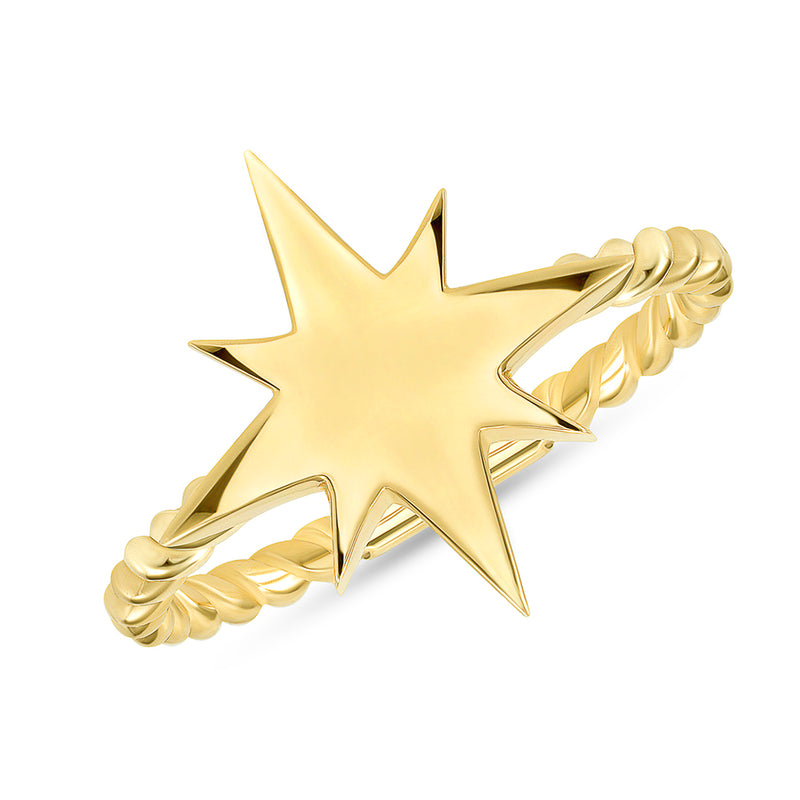 North Star Statement Rope Ring In Solid Gold
