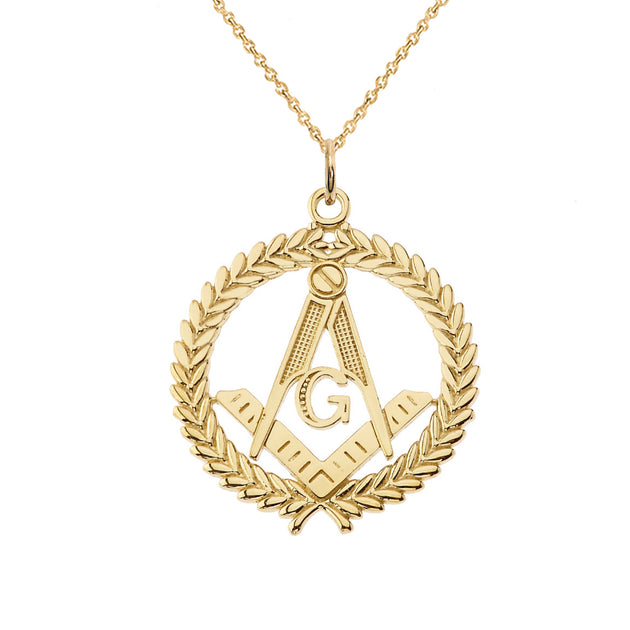 Round Freemason/Masonic Symbol Pendant Necklace in Gold | Takar Jewelry