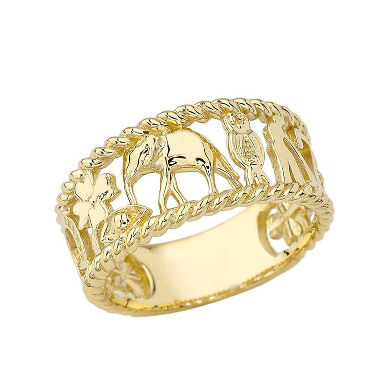 Good Luck Rope Ring in Solid Gold (Yellow, Rose or White)