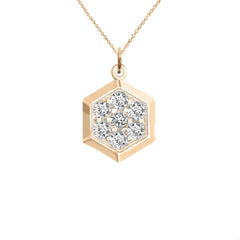 Honeycomb Cubic Zirconia Necklace/Pendant In Solid Gold