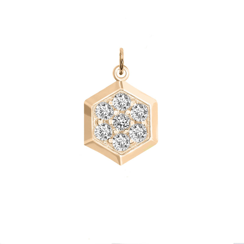 Honeycomb Cubic Zirconia Necklace/Pendant In Solid Gold