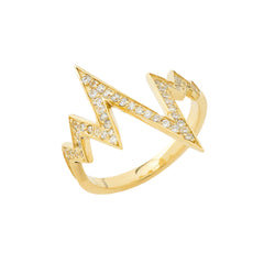 Dainty Diamond Heartbeat Cardiogram Statement Ring in Solid Gold