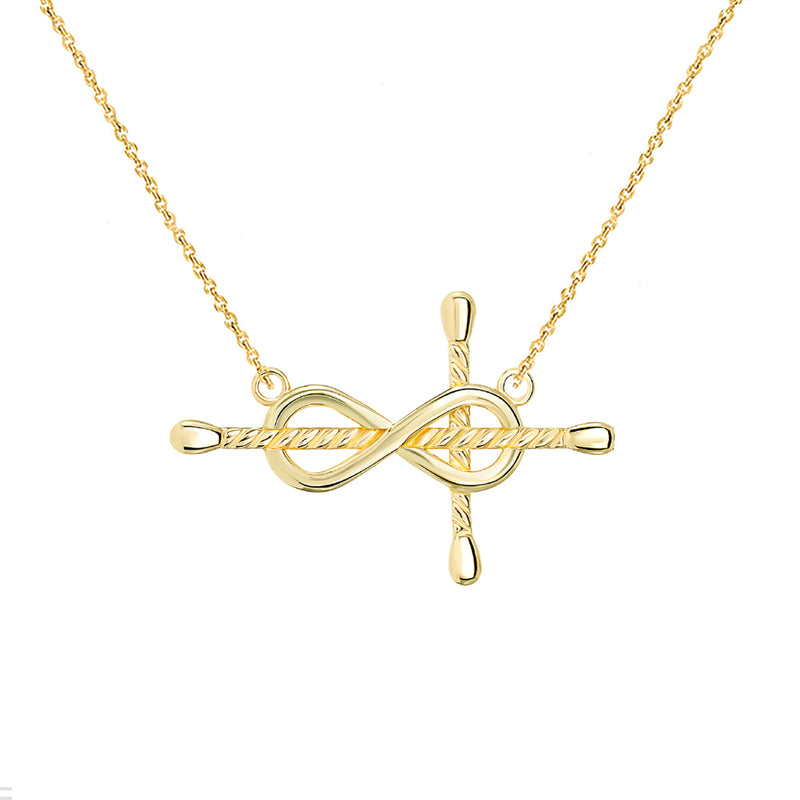 Infinity-Rope Cross Necklace in Solid Gold